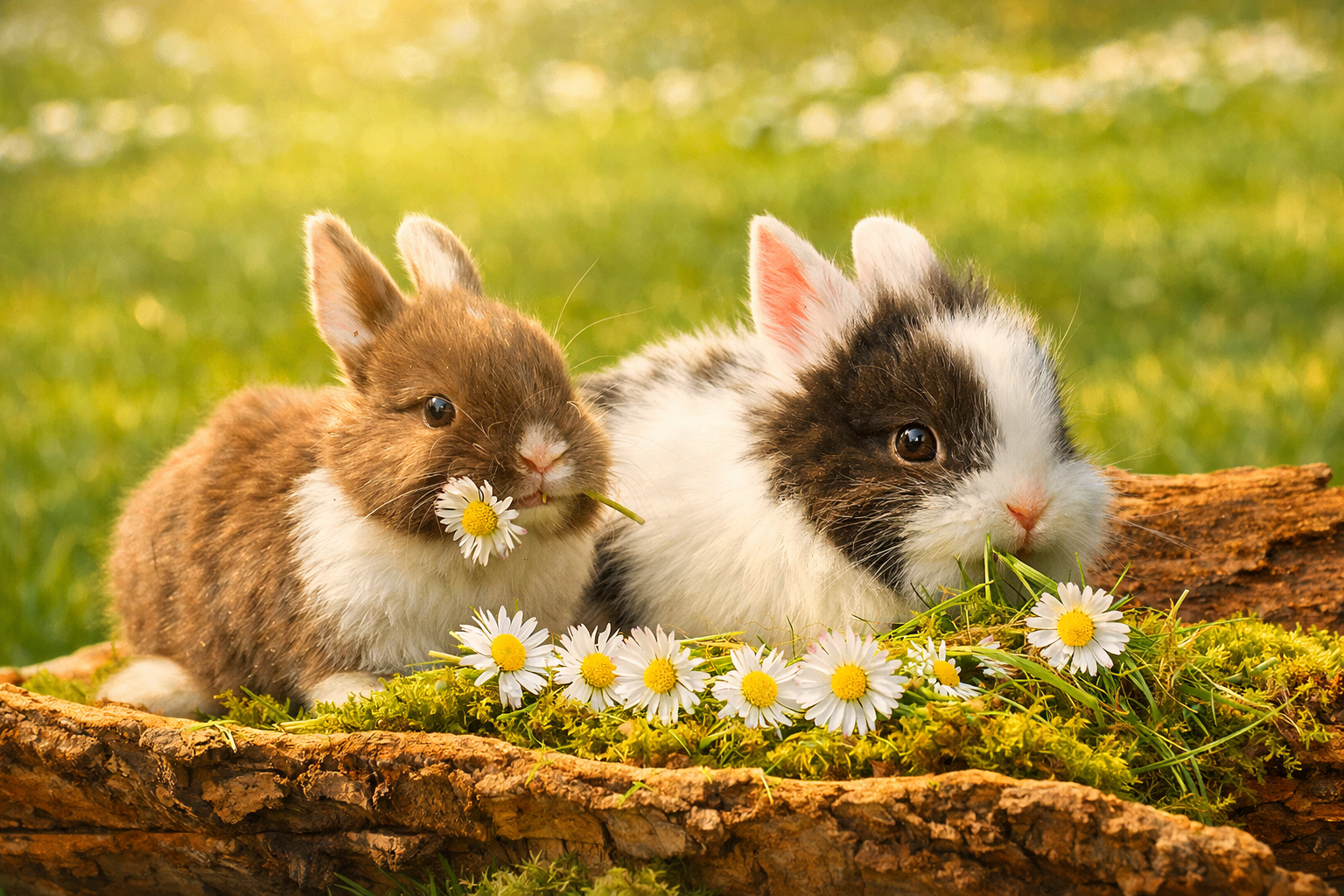 two happy rabbits